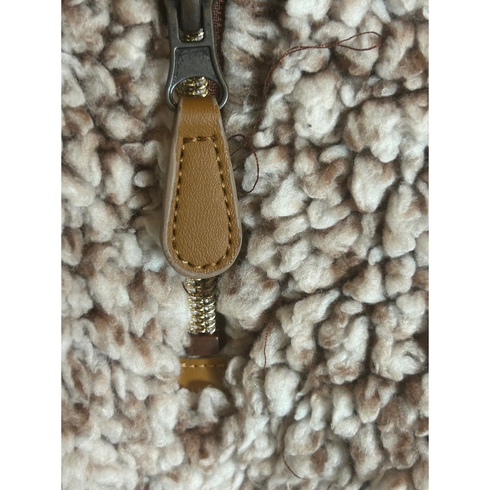 Nordic Fleece Pullover Women Large Brown Sherpa Quarter Zip - Picture 3 of 7